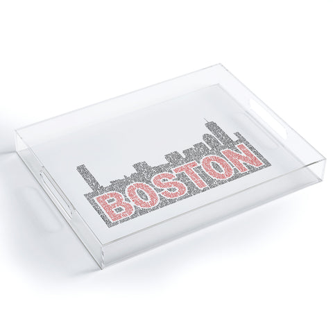 Restudio Designs Boston skyline red inner letters Acrylic Tray