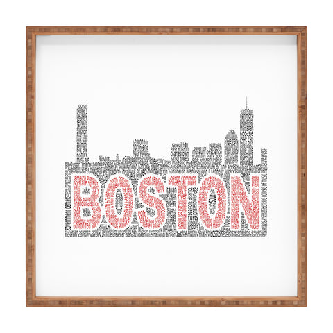 Restudio Designs Boston skyline red inner letters Square Tray