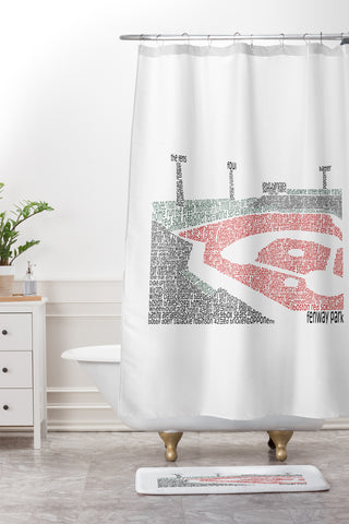 Restudio Designs Fenway Red Field Shower Curtain And Mat