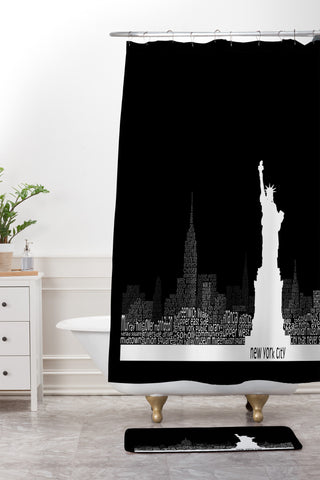 Restudio Designs New York Skyline 4 Shower Curtain And Mat