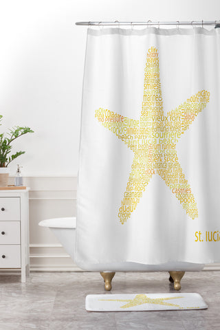 Restudio Designs St Lucia Starfish Shower Curtain And Mat