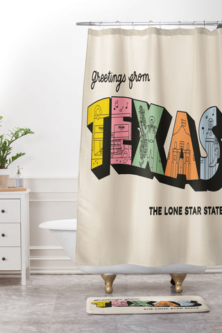 Rhianna Marie Chan Greetings From Texas Shower Curtain And Mat