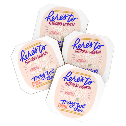 Rhianna Marie Chan Heres To Strong Women Quote Coaster Set