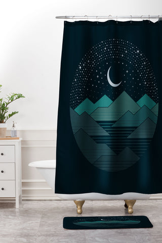 Rick Crane Between The Mountains And The Stars Shower Curtain And Mat