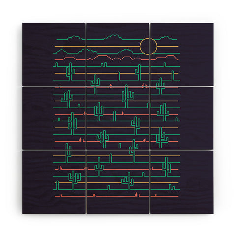 Rick Crane Saguaro Sunrise Wood Wall Mural