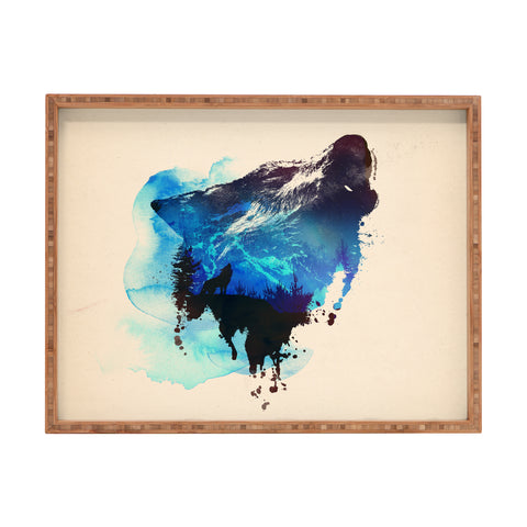 Robert Farkas Alone As A Wolf Rectangular Tray