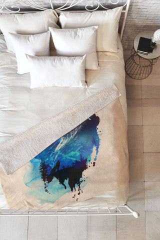 Robert Farkas Alone As A Wolf Fleece Throw Blanket