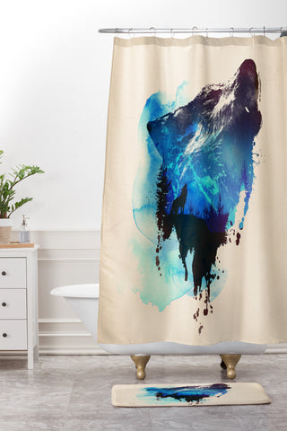 Robert Farkas Alone As A Wolf Shower Curtain And Mat
