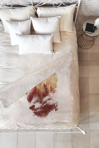 Robert Farkas Blind Fox Fleece Throw Blanket