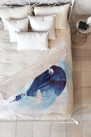 Robert Farkas Bye bye balloon Fleece Throw Blanket