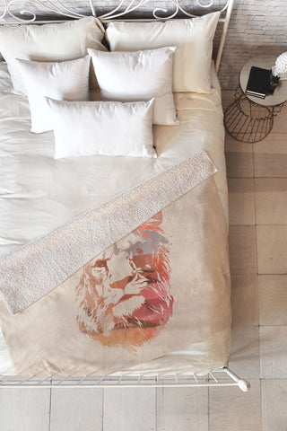 Robert Farkas Desert lion Fleece Throw Blanket