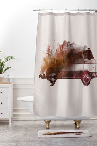 Robert Farkas Drive me back home Shower Curtain And Mat