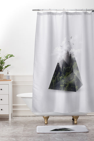 Robert Farkas Forest triangle Shower Curtain And Mat