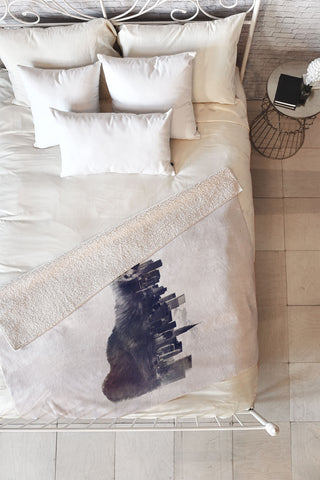 Robert Farkas Fox from the city Fleece Throw Blanket