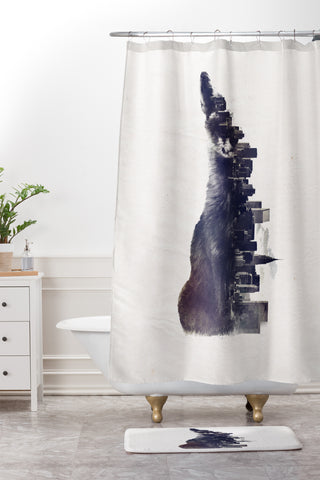 Robert Farkas Fox from the city Shower Curtain And Mat