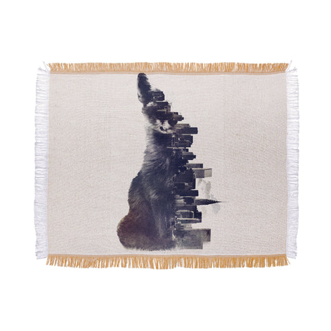 Robert Farkas Fox from the city Throw Blanket
