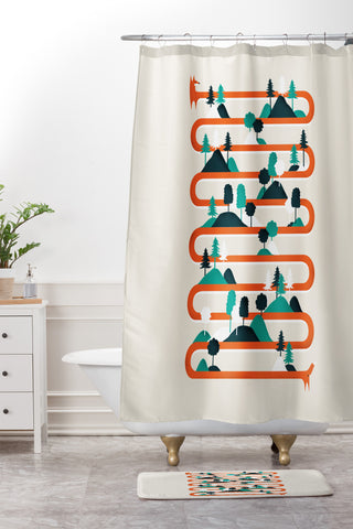 Robert Farkas Foxy Stripes Shower Curtain And Mat