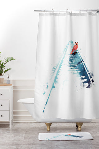 Robert Farkas From nowhere to nowhere Shower Curtain And Mat