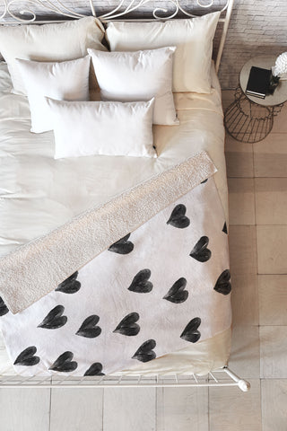 Robert Farkas I drew a few hearts for you Fleece Throw Blanket