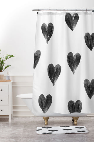 Robert Farkas I drew a few hearts for you Shower Curtain And Mat