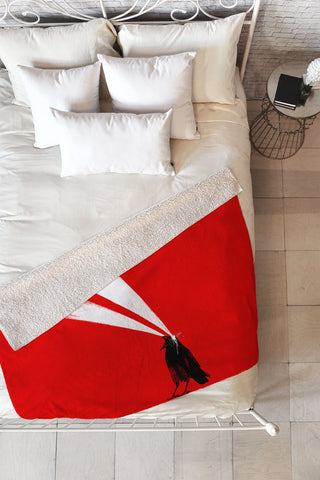Robert Farkas Laser crow Fleece Throw Blanket
