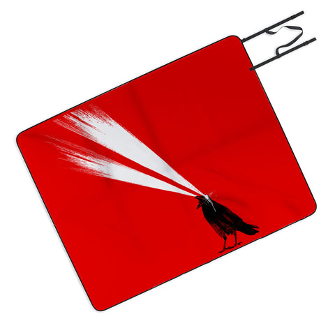 Robert Farkas Laser crow Outdoor Blanket