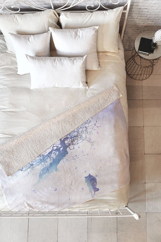 Robert Farkas Long way to fuji Fleece Throw Blanket