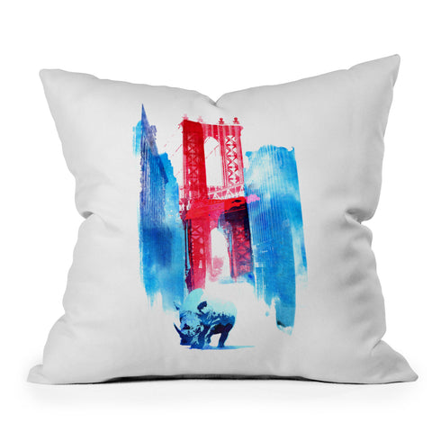 Robert Farkas Manhattan Bridge Throw Pillow