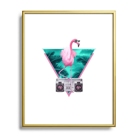 Robert Farkas Miami Flamingo Metal Framed Art Print