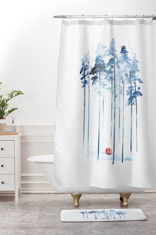 Robert Farkas Sleeping in the woods Shower Curtain And Mat