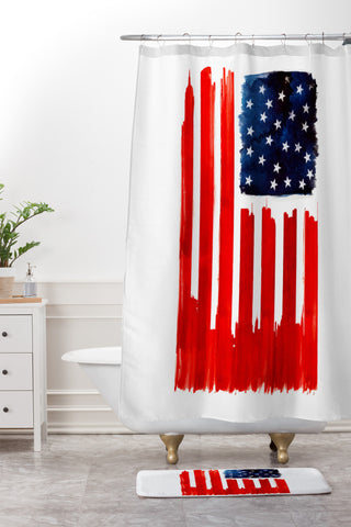 Robert Farkas Stars And Stripes Shower Curtain And Mat