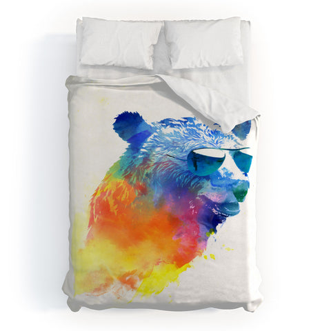 Robert Farkas Sunny bear Duvet Cover