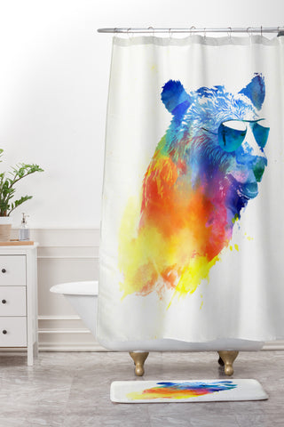 Robert Farkas Sunny bear Shower Curtain And Mat