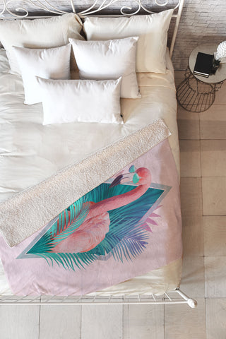 Robert Farkas The Flamingo from Vegas Fleece Throw Blanket