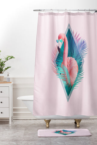 Robert Farkas The Flamingo from Vegas Shower Curtain And Mat