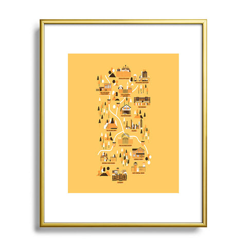 Robert Farkas The Walking Dead Map Metal Framed Art Print