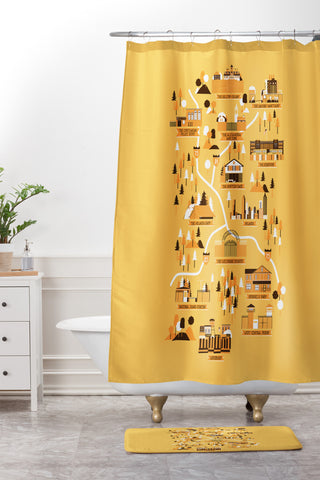 Robert Farkas The Walking Dead Map Shower Curtain And Mat