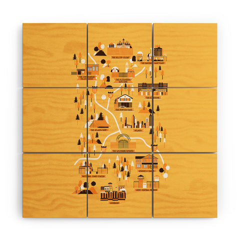 Robert Farkas The Walking Dead Map Wood Wall Mural