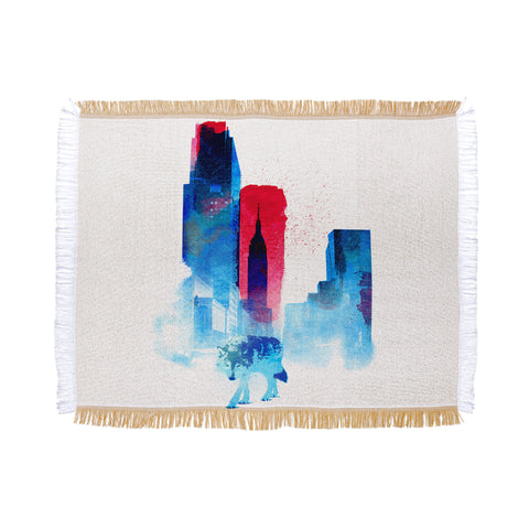 Robert Farkas The Wolf Of The City Throw Blanket