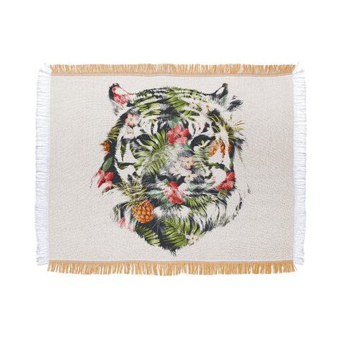 Robert Farkas Tropical tiger Throw Blanket