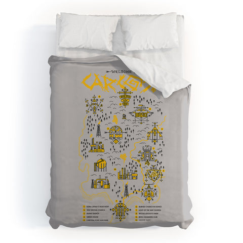Robert Farkas True detective map Welcome to Carcosa Duvet Cover
