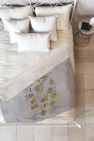 Robert Farkas True detective map Welcome to Carcosa Fleece Throw Blanket