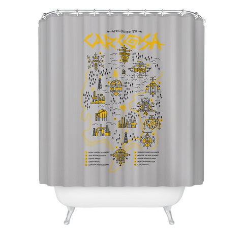 Robert Farkas True detective map Welcome to Carcosa Shower Curtain