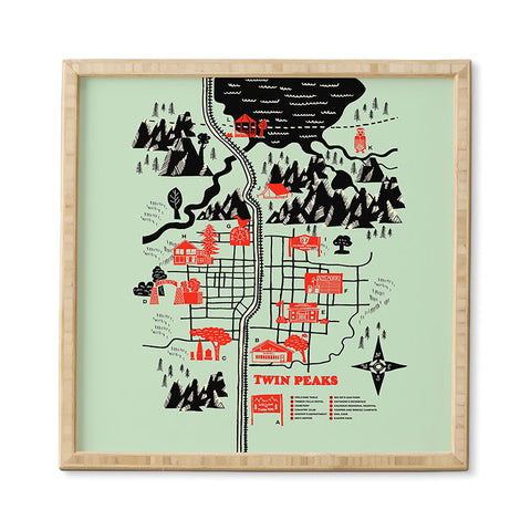 Robert Farkas Twin Peaks Map Framed Wall Art