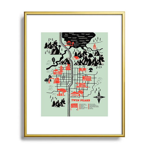Robert Farkas Twin Peaks Map Metal Framed Art Print