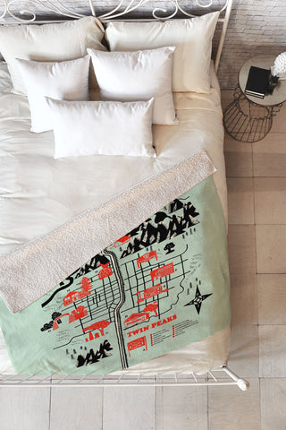 Robert Farkas Twin Peaks Map Fleece Throw Blanket