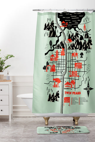 Robert Farkas Twin Peaks Map Shower Curtain And Mat