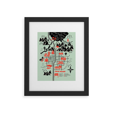 Robert Farkas Twin Peaks Map Framed Art Print