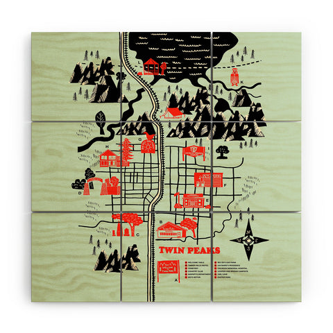 Robert Farkas Twin Peaks Map Wood Wall Mural