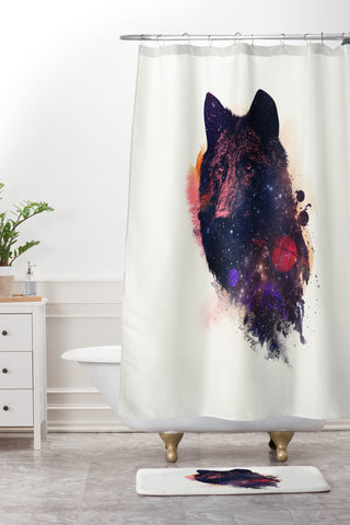 Robert Farkas Universal wolf Shower Curtain And Mat